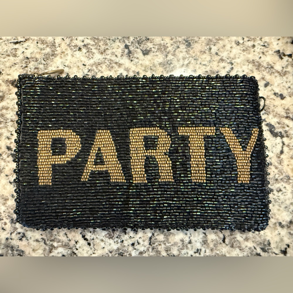 Black and Gold Beaded Party Clutch